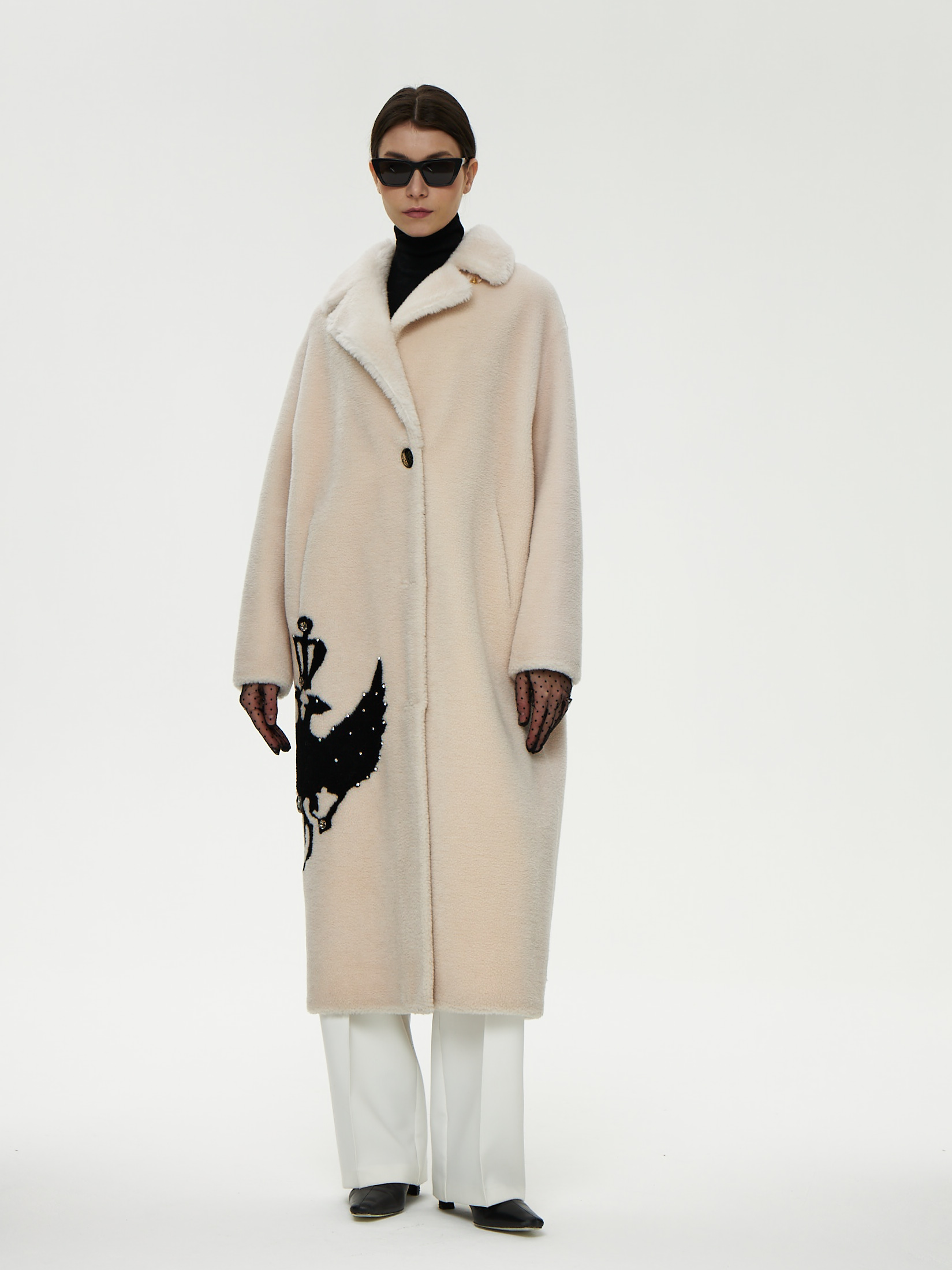 Шуба чёрный Орёл с камнями, фото 1